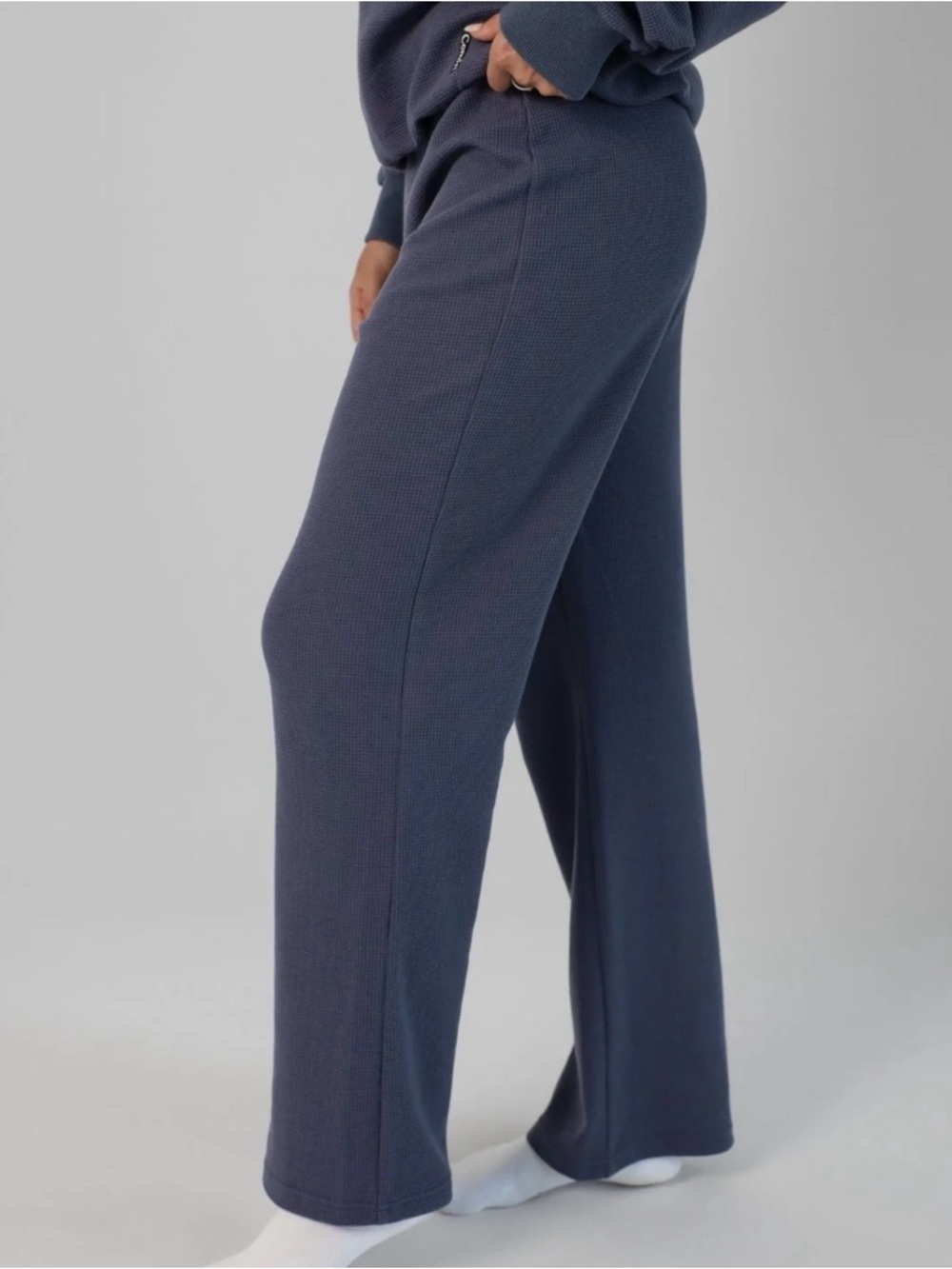 Comfrt Waffle Straight Leg Pants in Stone Blue 2X